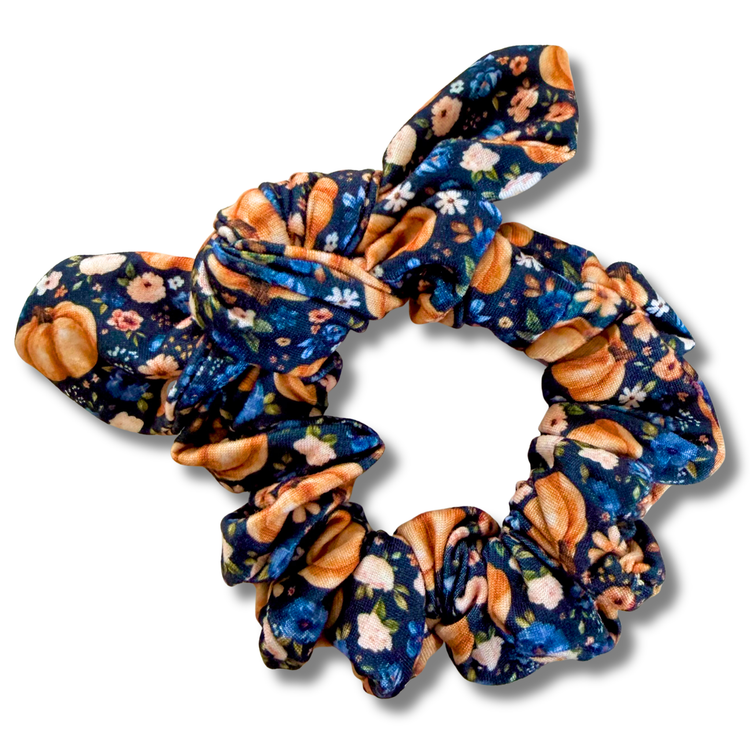 Pumpkin Night Garden Bow Scrunchie Sewing Sweethearts