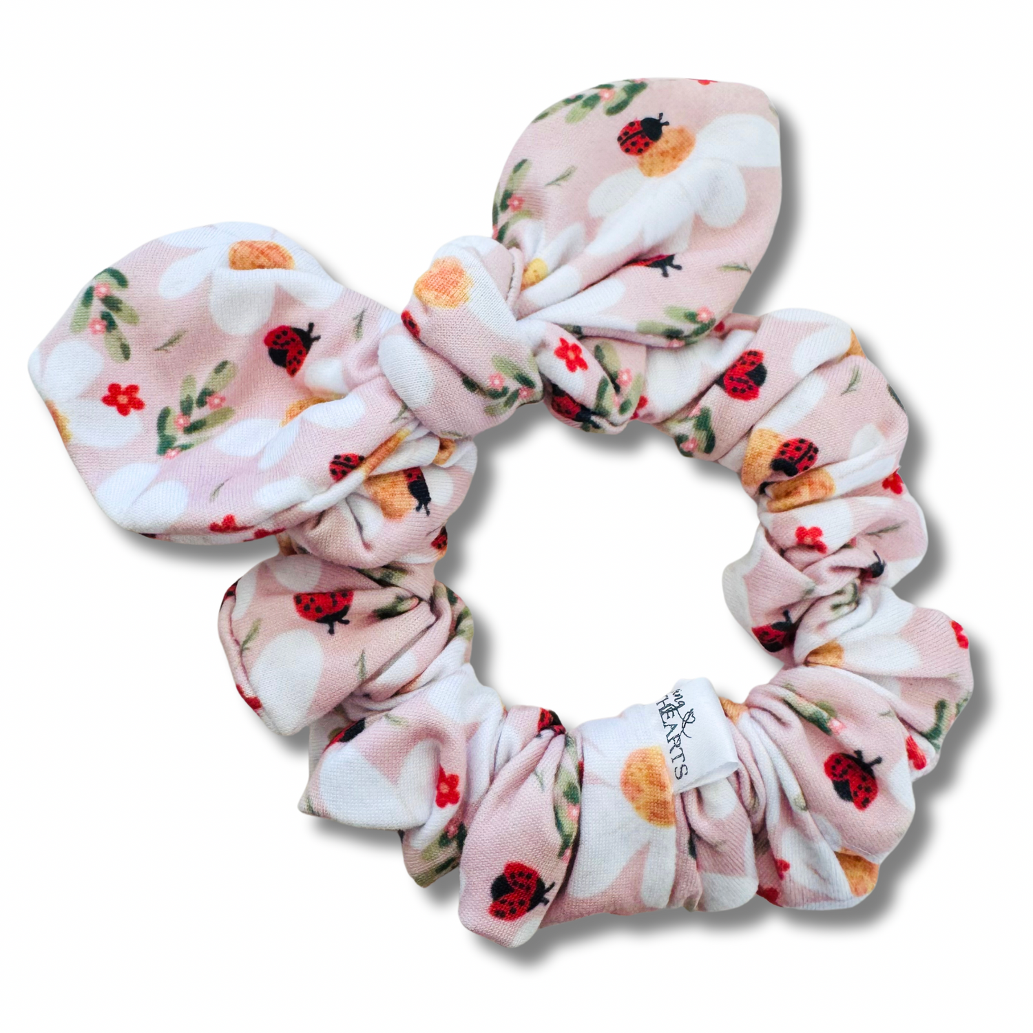 Ladybugs & Daisies Bow Scrunchie Sewing Sweethearts
