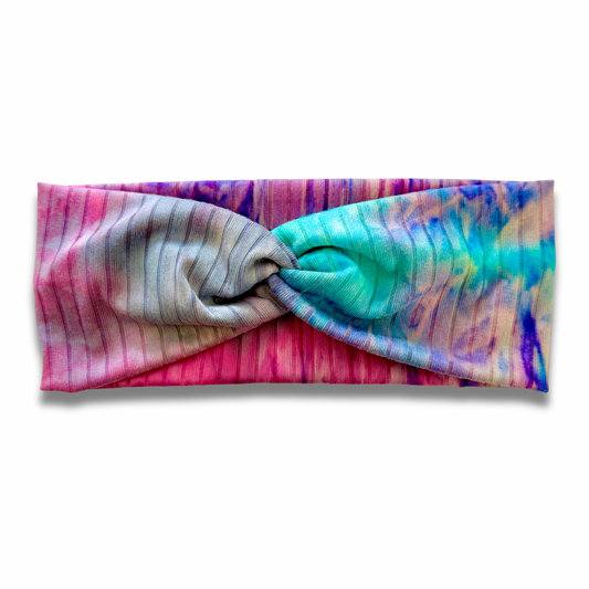 Pink Mint Tie Dye Ribbed Sweetheart Headband (or removable tie option) Sewing Sweethearts Sweetheart