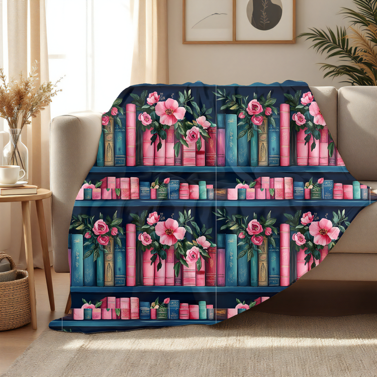 Navy & Pink Library Minky Blanket PREORDER (~4 weeks before shipping) Sewing Sweethearts