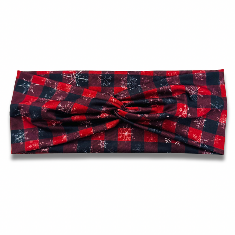 Plaid Snowflakes Sweetheart Headband (or removable tie option) Sewing Sweethearts Sweetheart