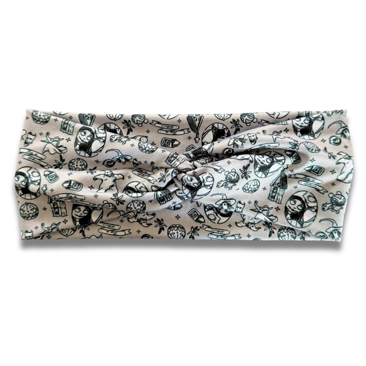 NBC on Grey Sweetheart Headband (or removable tie option) Sewing Sweethearts Sweetheart