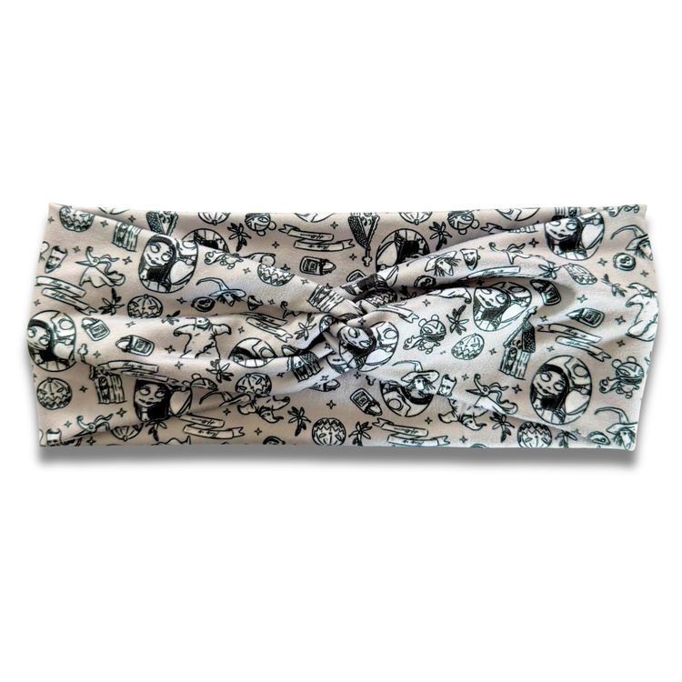 NBC on Grey Sweetheart Headband (or removable tie option) Sewing Sweethearts Sweetheart