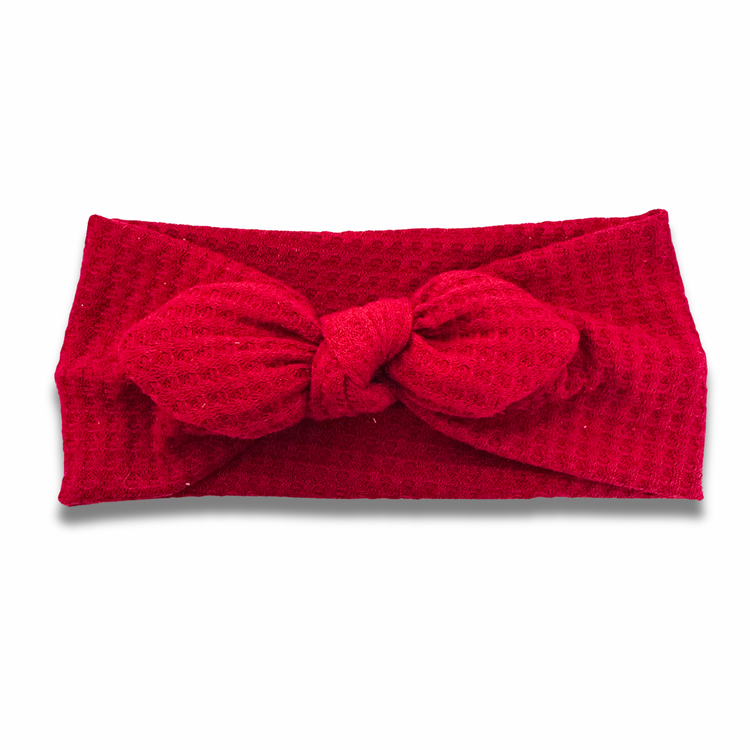 Red Waffle Knit Sweetheart Headband (or removable tie option) Sewing Sweethearts Sweetheart with Removable Tie