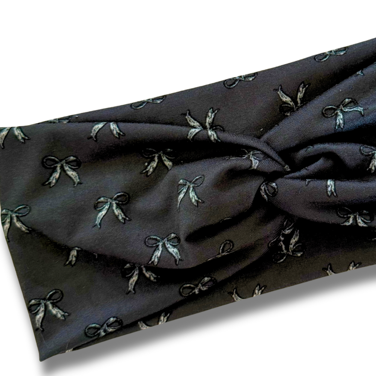 Black Bows Sweetheart Headband (or removable tie option) Sewing Sweethearts