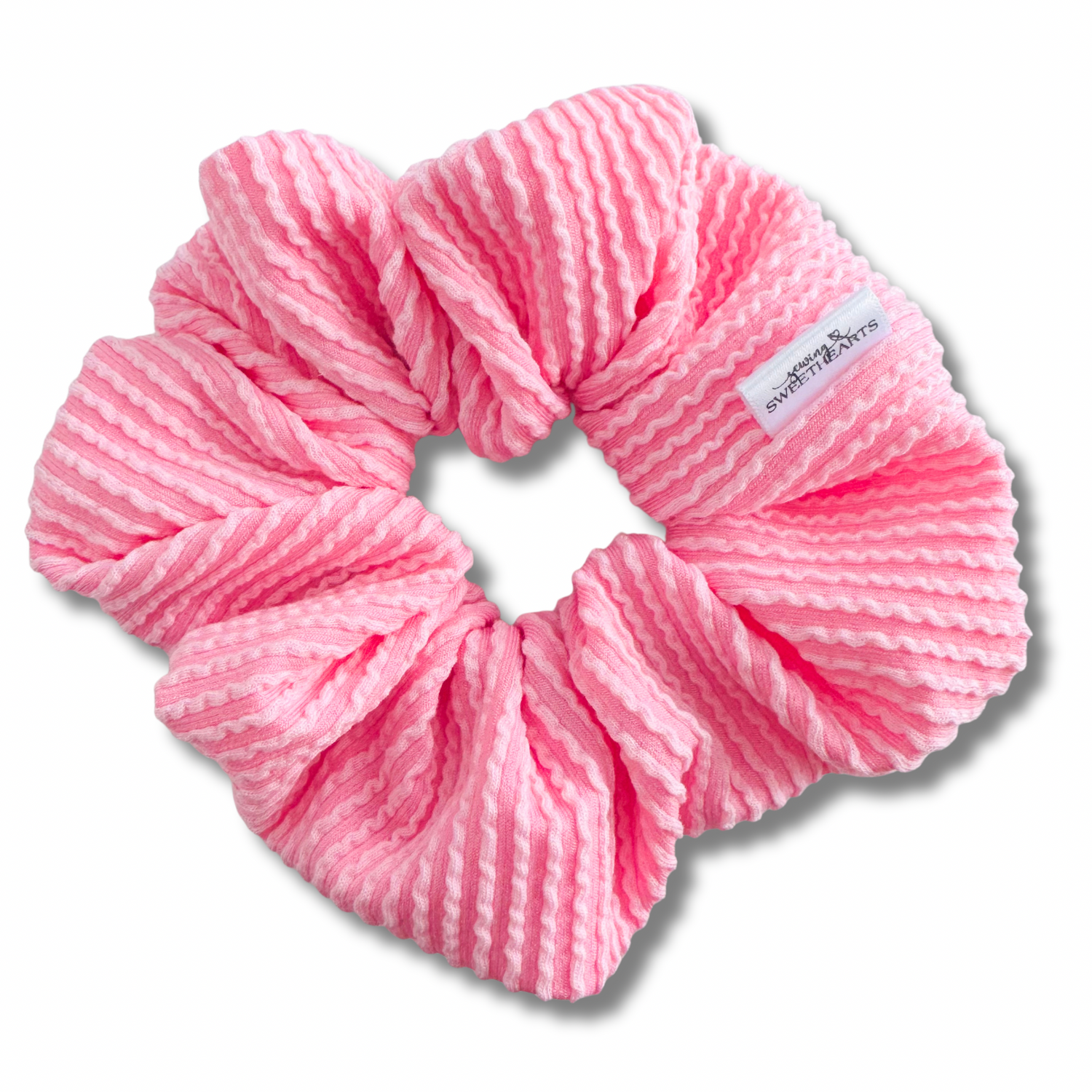 Pink Wavy Ribbed Scrunchie Sewing Sweethearts