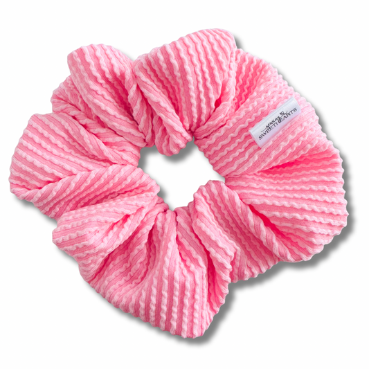 Pink Wavy Ribbed Scrunchie Sewing Sweethearts