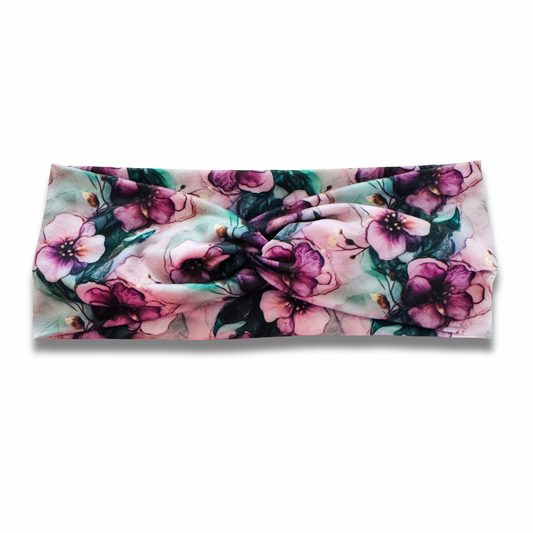 Amethyst Emerald Flowers Sweetheart Headband (or removable tie option) Sewing Sweethearts Sweetheart