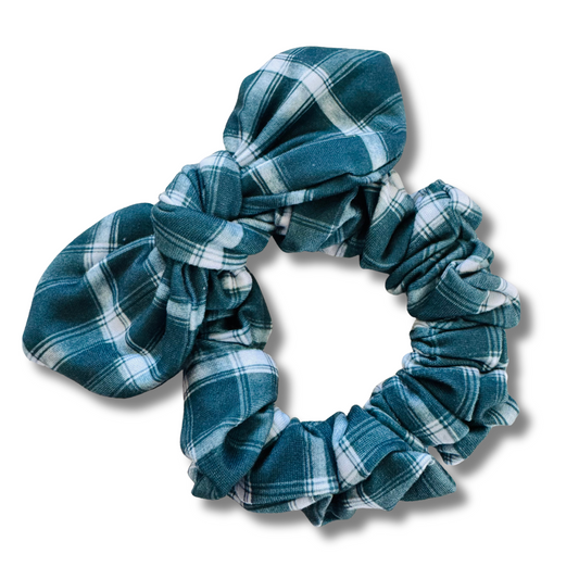 Dark Green Plaid Bow Scrunchie Sewing Sweethearts
