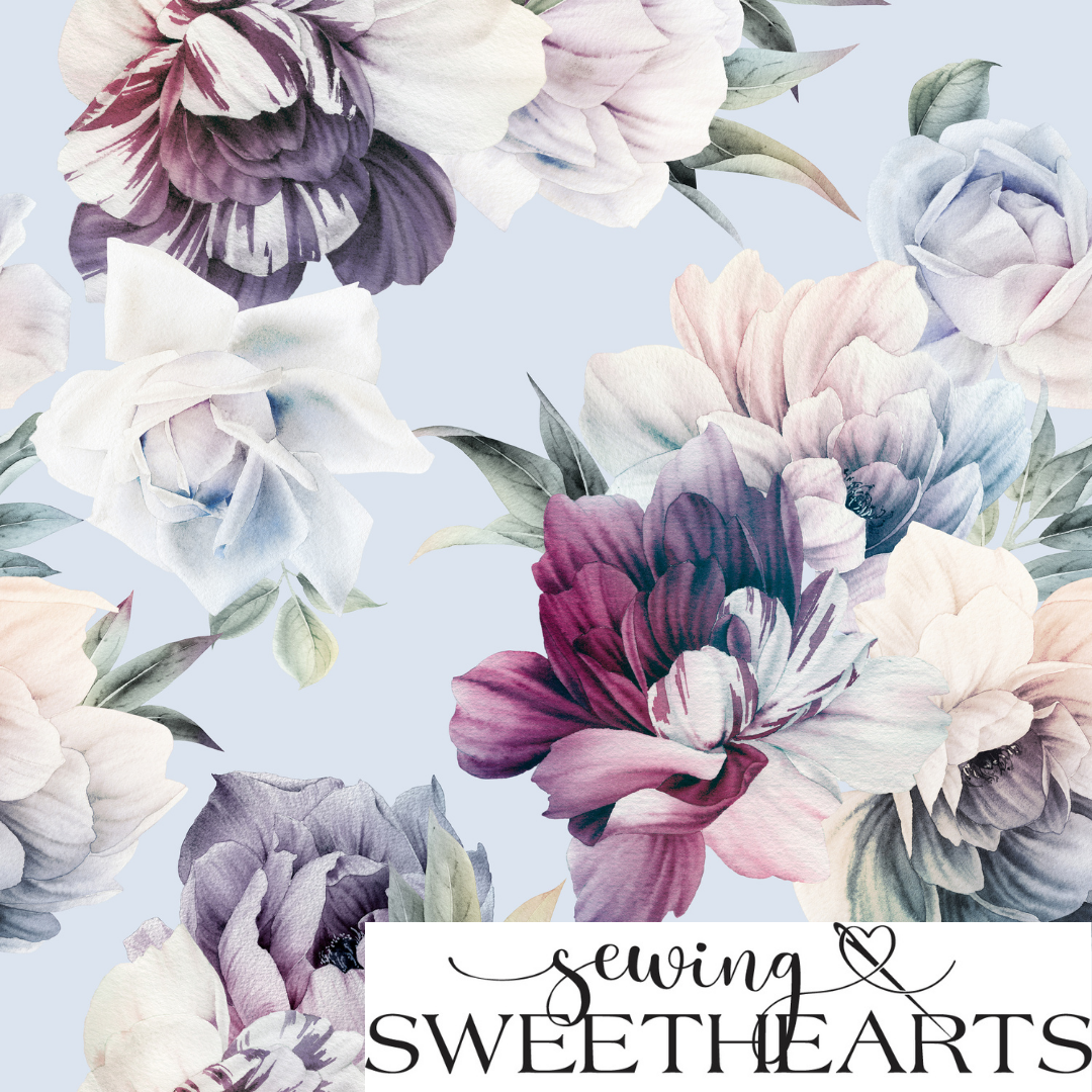 Baby Blue Blooms Minky Blanket PREORDER (~4 weeks before shipping)  Sewing Sweethearts   