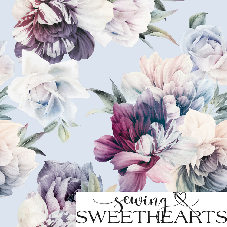 Baby Blue Blooms Minky Blanket PREORDER (~4 weeks before shipping)  Sewing Sweethearts   