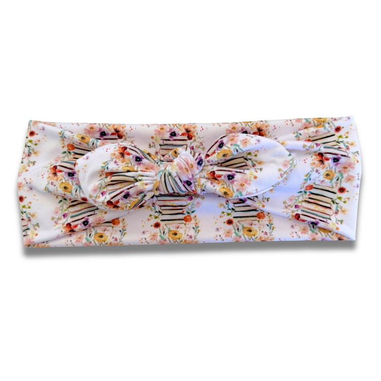 Floral Book Stacks Sweetheart Headband (or removable tie option) Sewing Sweethearts Sweetheart with Removable Tie