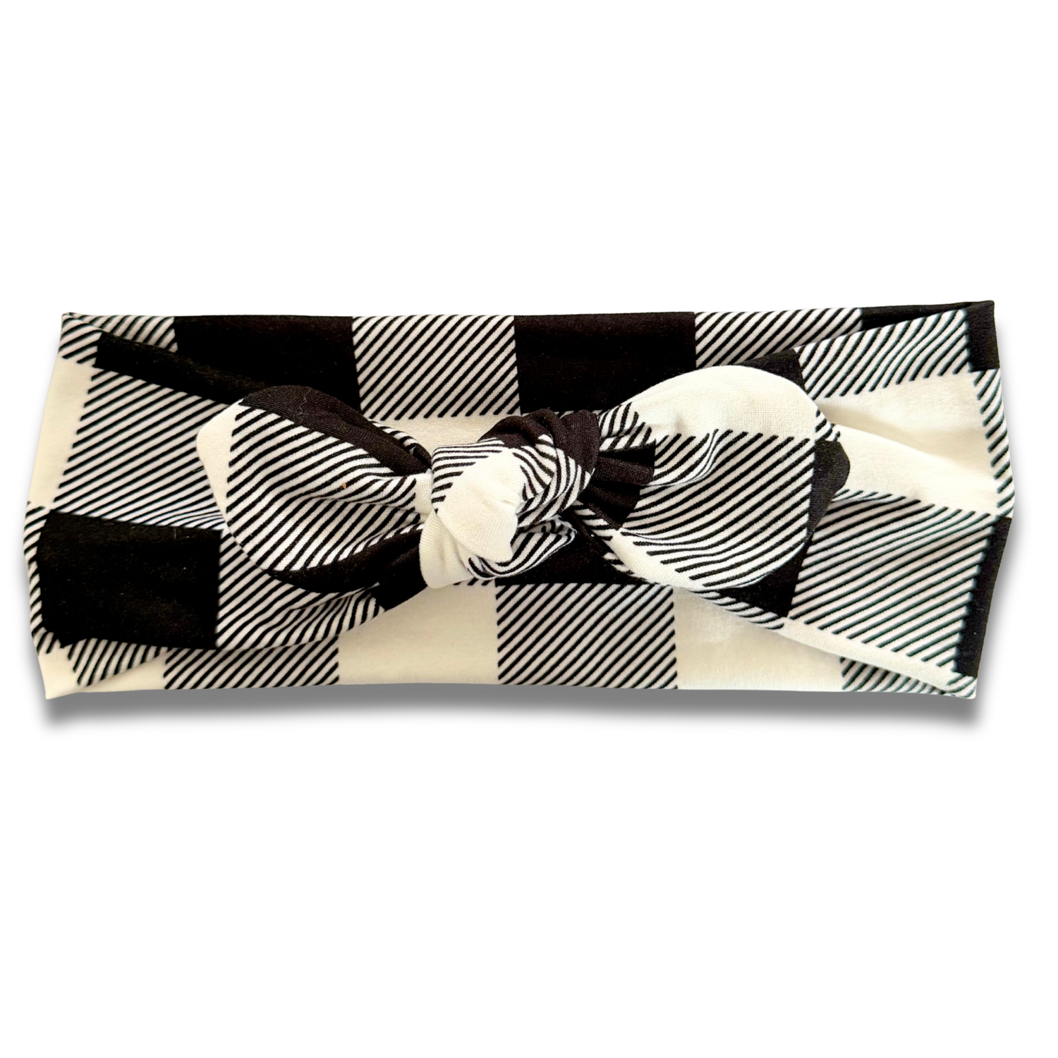 White Buffalo Plaid Sweetheart Headband (or removable tie option) Sewing Sweethearts Sweetheart with Removable Tie