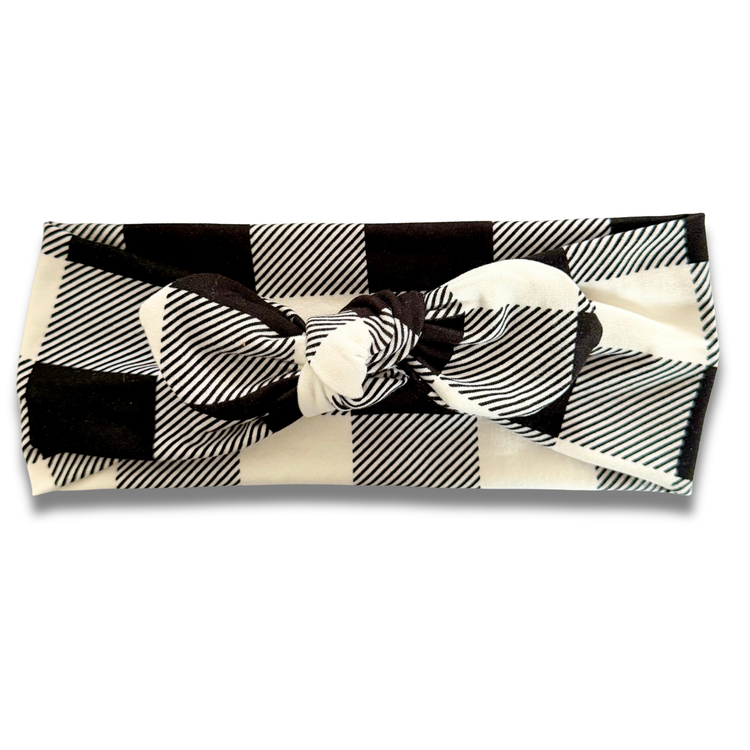 White Buffalo Plaid Sweetheart Headband (or removable tie option) Sewing Sweethearts Sweetheart with Removable Tie