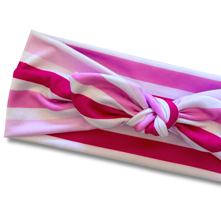 Fuchsia Stripes Sweetheart Headband (or removable tie option) Sewing Sweethearts