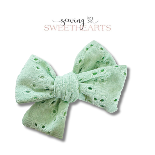 Minty Sage Eyelet Bow Sewing Sweethearts