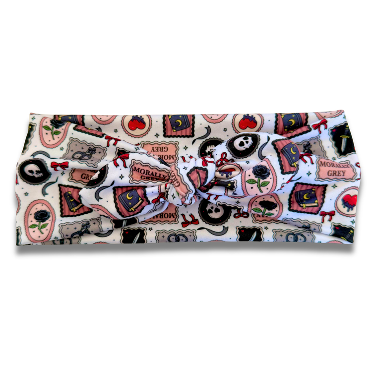 Morally Grey Sweetheart Headband (or removable tie option) Sewing Sweethearts Sweetheart with Removable Tie