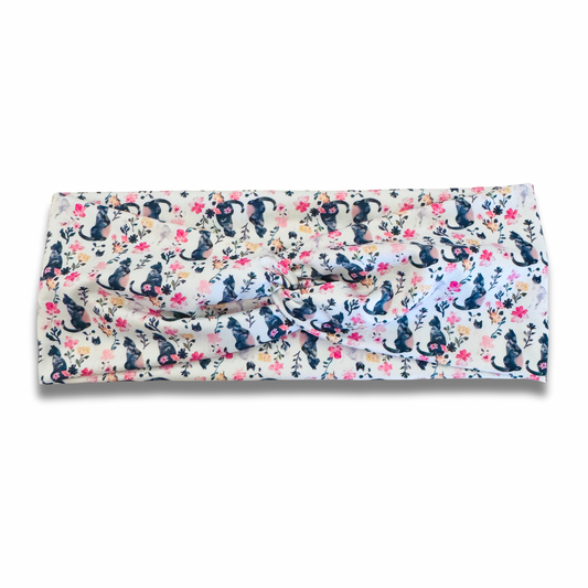 Floral Cats Sweetheart Headband (or removable tie option) Sewing Sweethearts Sweetheart