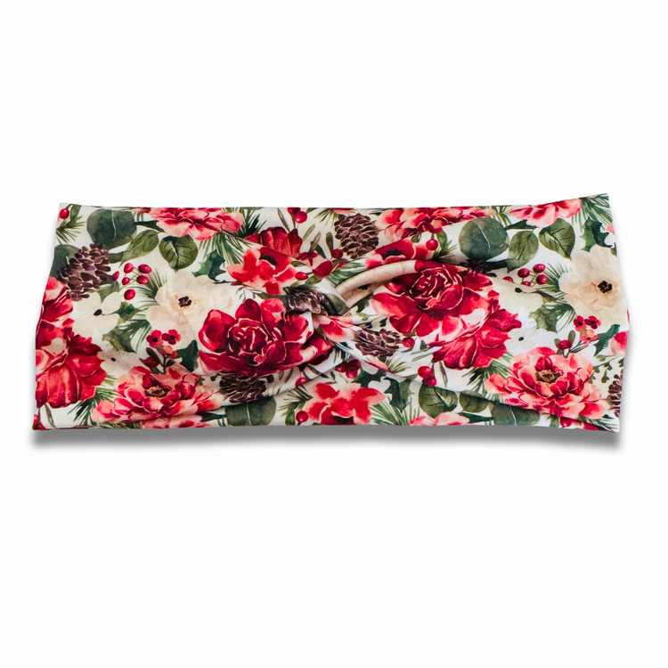 Christmas Peony Sweetheart Headband (or removable tie option)