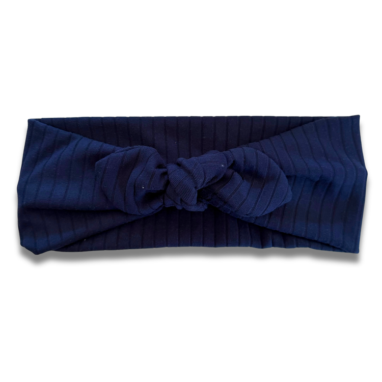 Navy Ribbed Sweetheart Headband (or removable tie option) Sewing Sweethearts Sweetheart with Removable Tie