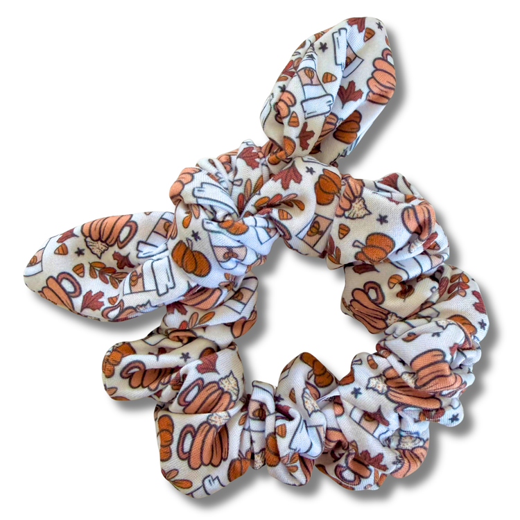Pumpkin Spice Latte Bow Scrunchie Sewing Sweethearts
