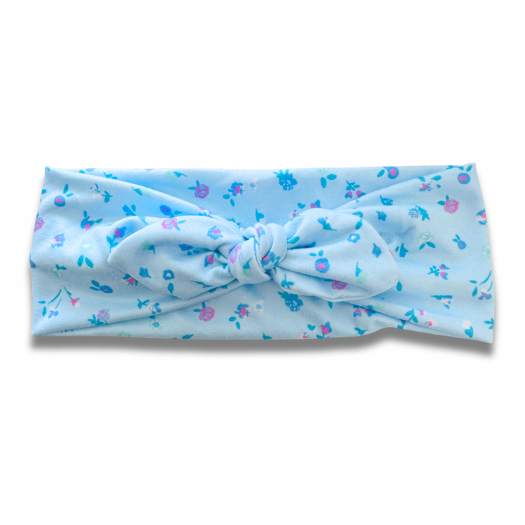 Baby Blue Blooms Sweetheart Headband (or removable tie option) Sewing Sweethearts Sweetheart with Removable Tie