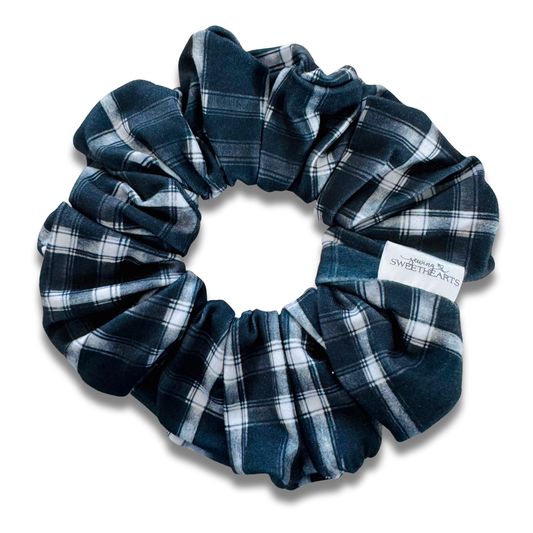 Black Plaid Scrunchie Sewing Sweethearts