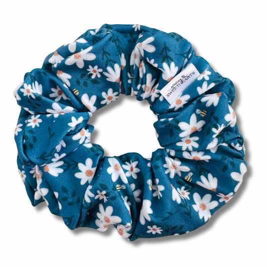 Blue Daisy Bees Scrunchie Sewing Sweethearts
