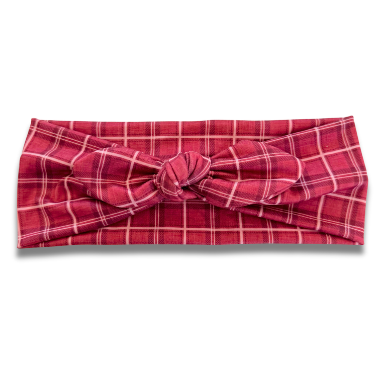 Redwood Plaid Sweetheart Headband (or removable tie option) Sewing Sweethearts Sweetheart with Removable Tie