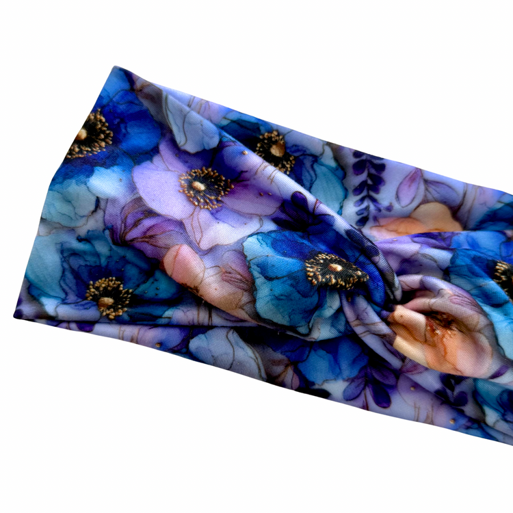 Indigo Petal Garden Sweetheart Headband (or removable tie option) Sewing Sweethearts