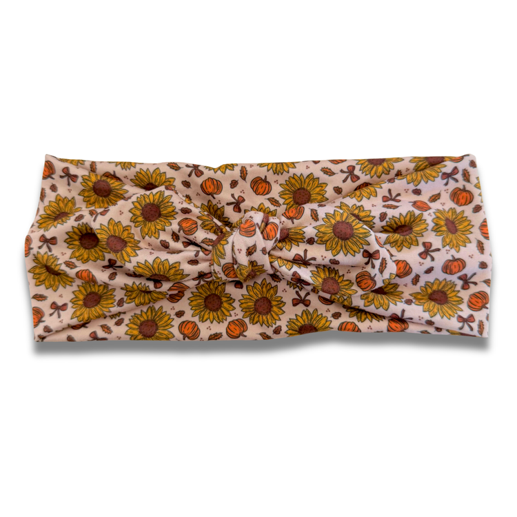 Pumpkins & Sunflowers Sweetheart Headband (or removable tie option) Sewing Sweethearts Sweetheart with Removable Tie