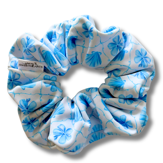 Blue Seashells Swim Scrunchie Sewing Sweethearts