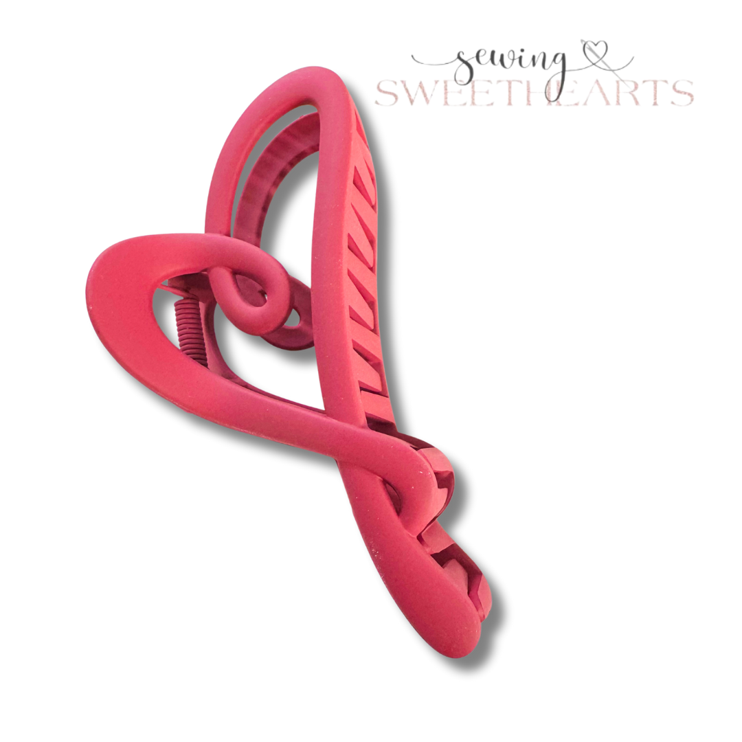 Large Heart Claw Clip Sewing Sweethearts Dark pink