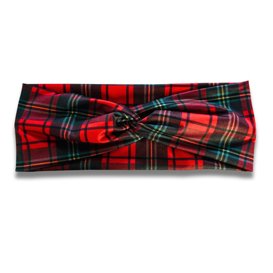 Red Christmas Plaid Sweetheart Headband (or removable tie option) Sewing Sweethearts Sweetheart