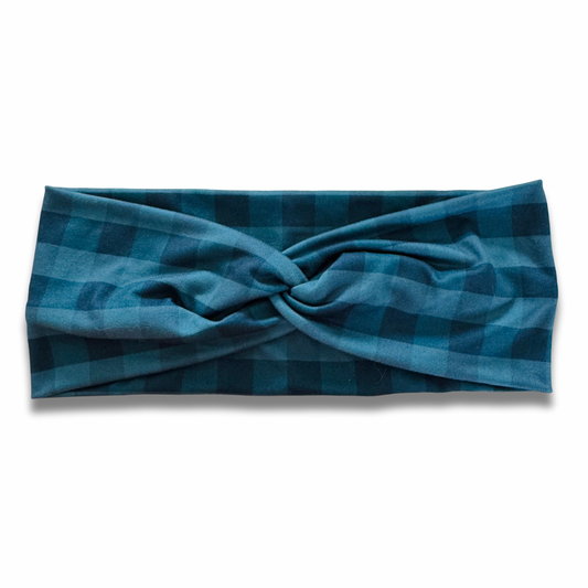 Teal Plaid Sweetheart Headband (or removable tie option) Sewing Sweethearts Sweetheart