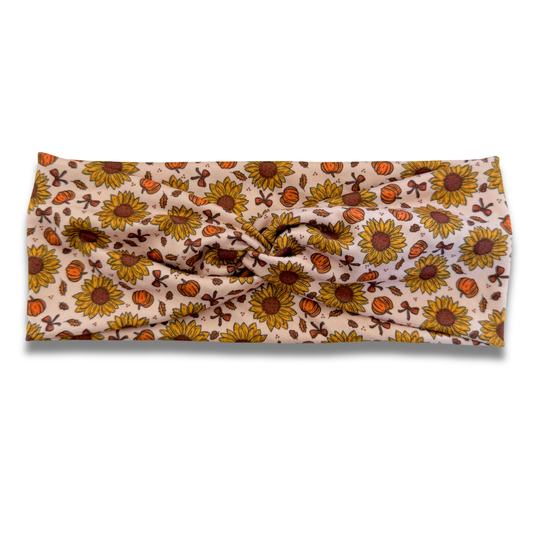 Pumpkins & Sunflowers Sweetheart Headband (or removable tie option) Sewing Sweethearts Sweetheart