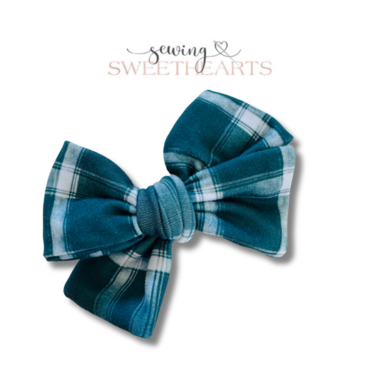Dark Green Plaid Bow Sewing Sweethearts
