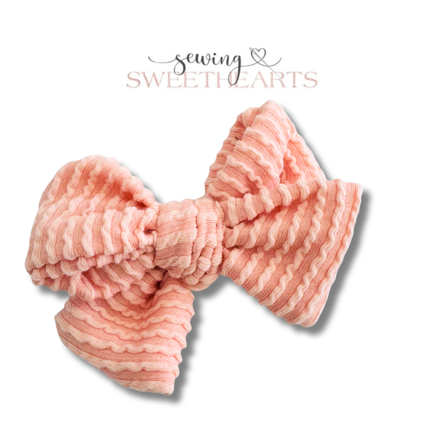 Peach Wavy Ribbed Bow Sewing Sweethearts