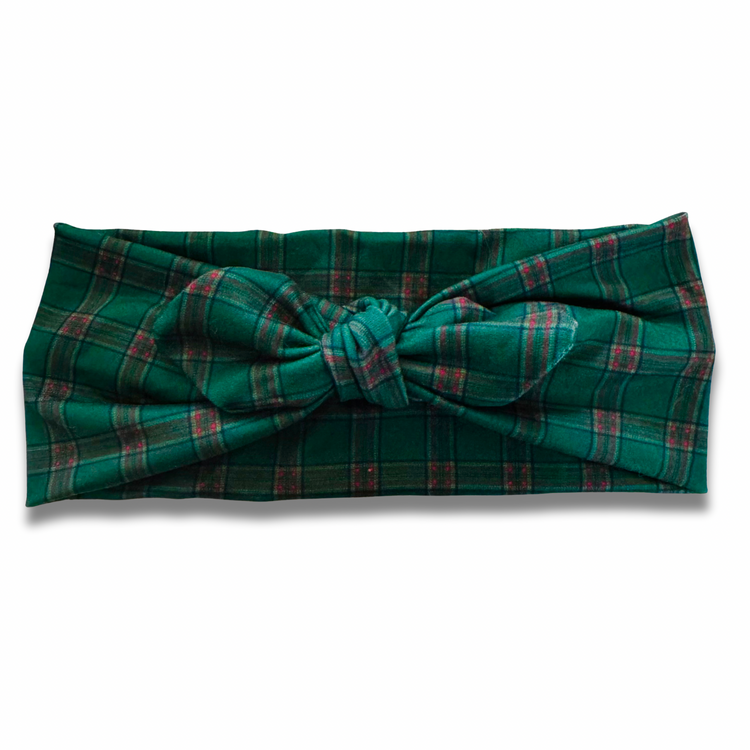 Evergreen Plaid Sweetheart Headband (or removable tie option)