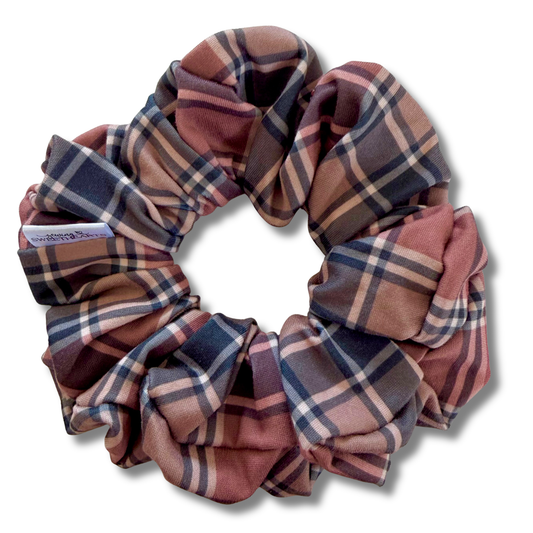 Mocha Plaid Scrunchie Sewing Sweethearts