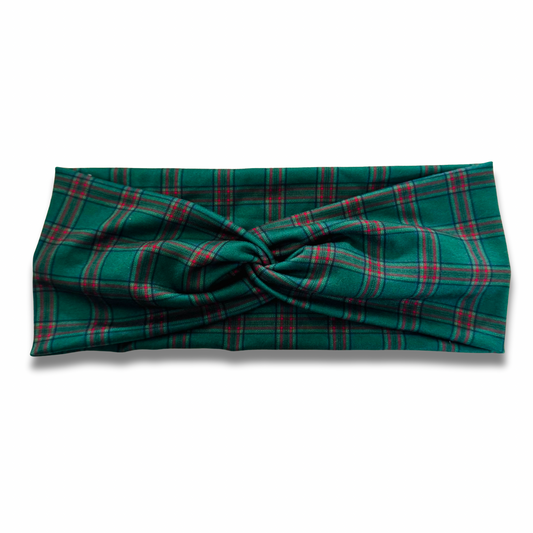 Evergreen Plaid Sweetheart Headband (or removable tie option)
