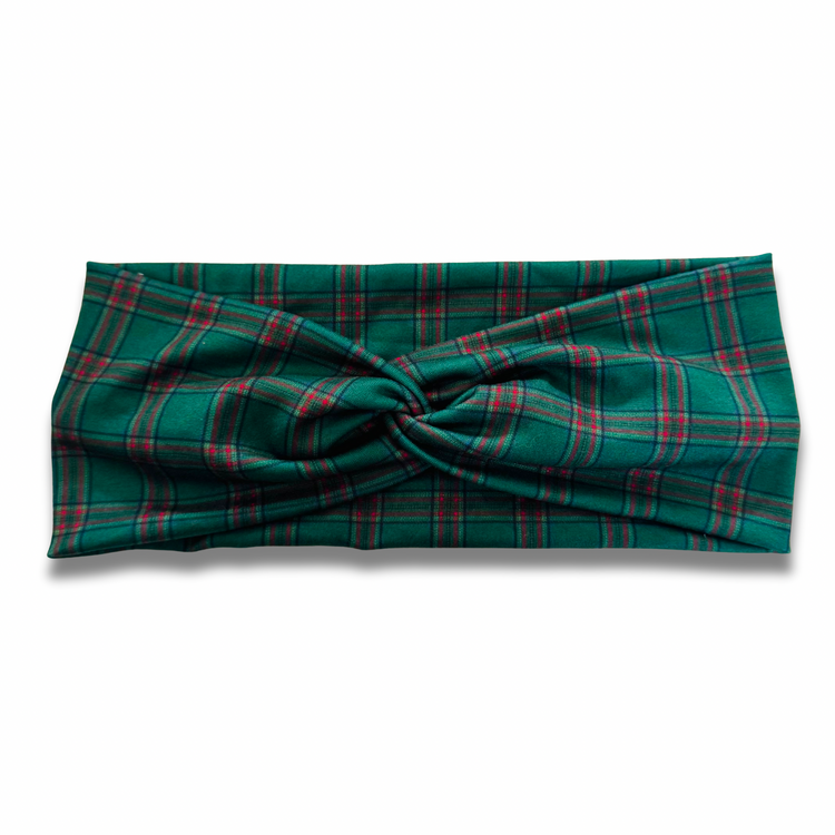 Evergreen Plaid Sweetheart Headband (or removable tie option)