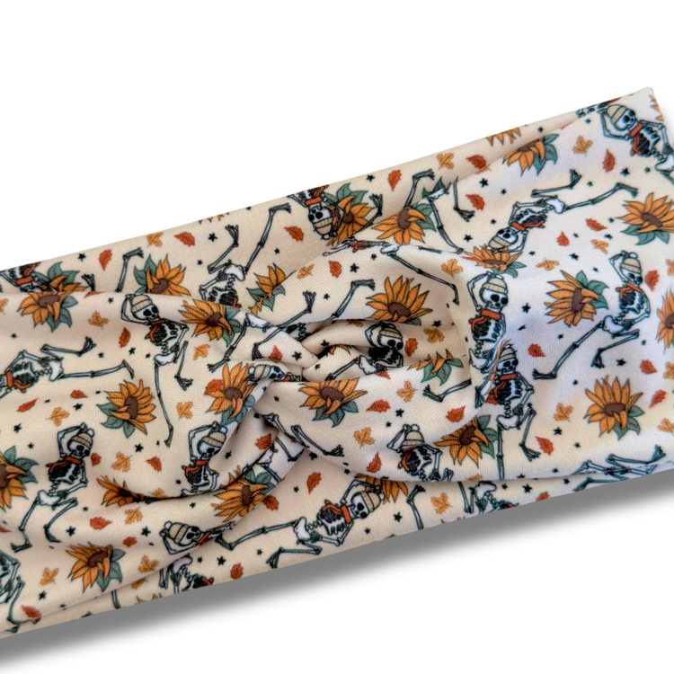 Dancing Fall Skeletons Sweetheart Headband (or removable tie option) Sewing Sweethearts