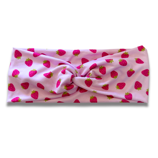 Pink Strawberries Sweetheart Headband (or removable tie option) Sewing Sweethearts Sweetheart