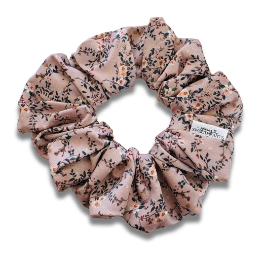 Ditsy Tan Flowers Scrunchie  Sewing Sweethearts   
