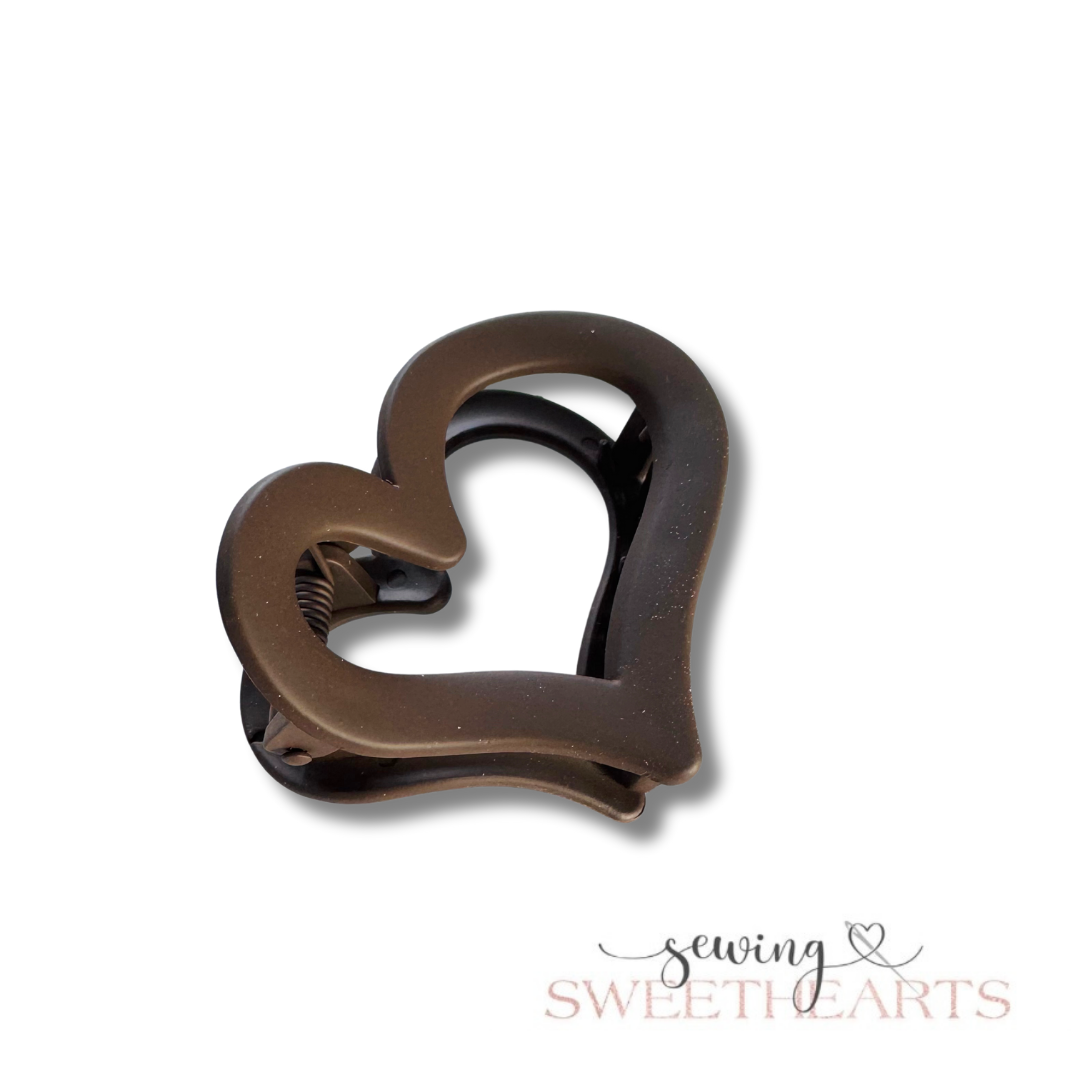 Heart Claw Clip Sewing Sweethearts Dark Brown