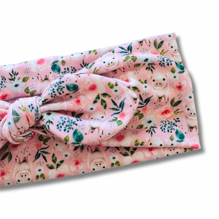 Pink Piggies Sweetheart Headband (or removable tie option) Sewing Sweethearts