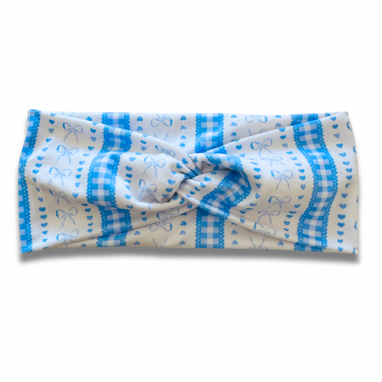 Blue Coquette Bows Sweetheart Headband (or removable tie option) Sewing Sweethearts Sweetheart