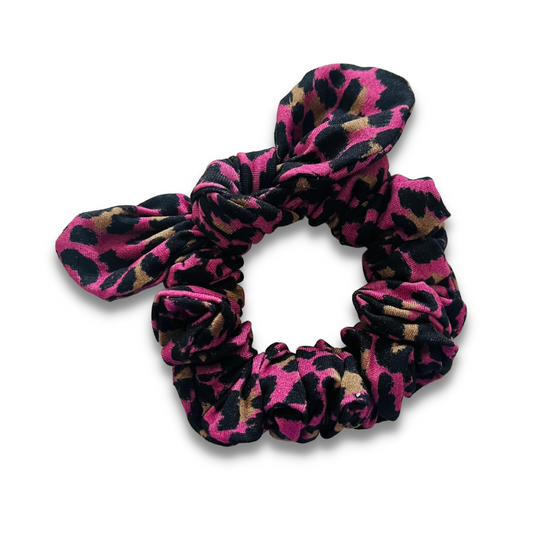 Fuchsia Leopard Bow Scrunchie  Sewing Sweethearts   