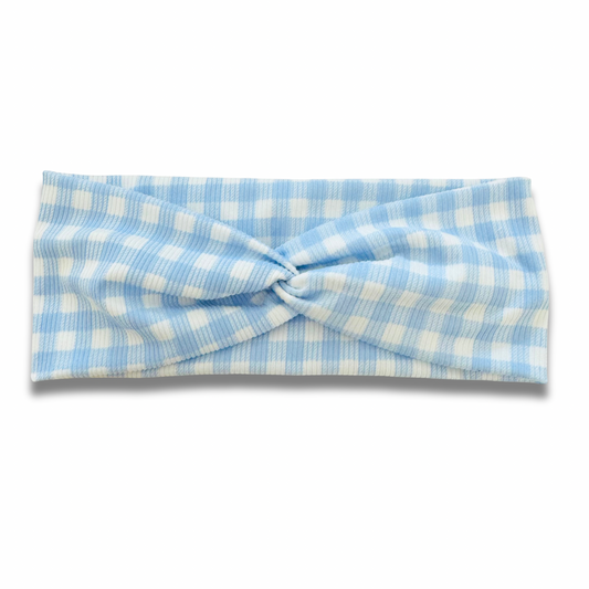 Light Blue Picnic Ribbed Sweetheart Headband Sewing Sweethearts